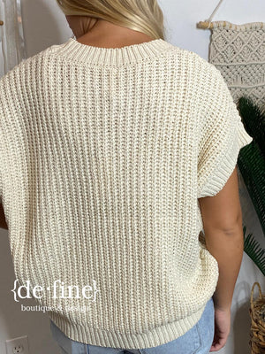 Boxy Sweater Top in Mushroom or Cream