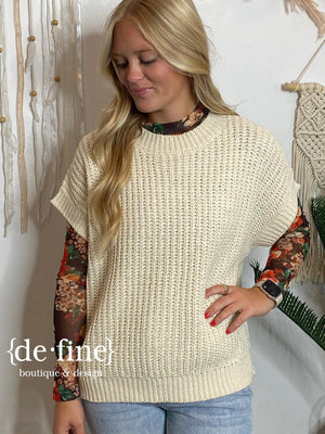 Boxy Sweater Top in Mushroom or Cream