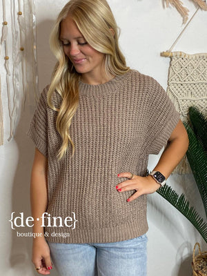 Boxy Sweater Top in Mushroom or Cream