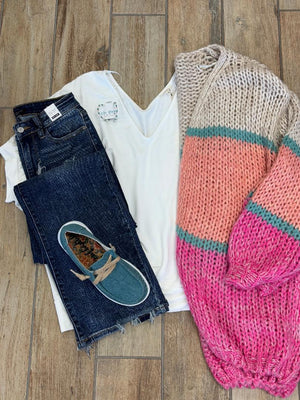 Citrus & Magenta Striped Sweater