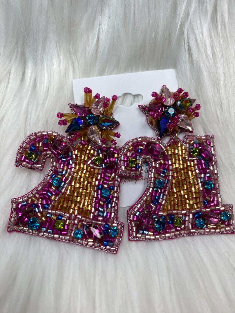 Birthday Earrings and Beaded Bags
