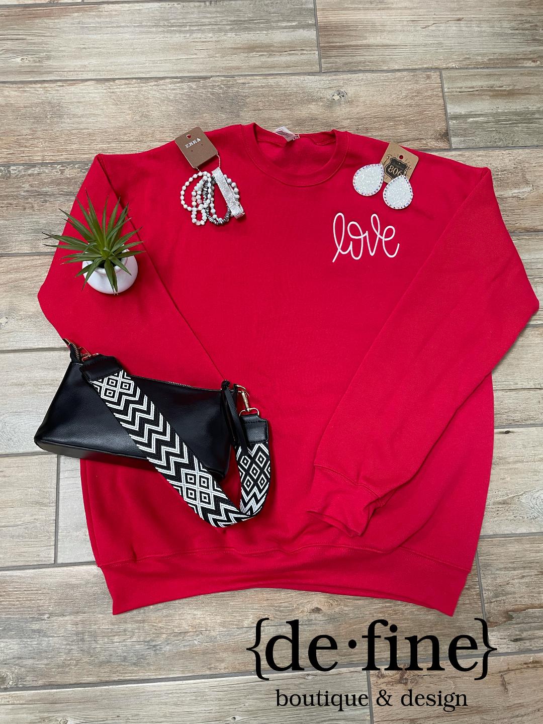 Embroidered Red Love Sweatshirt