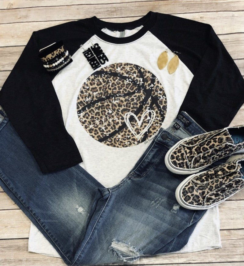 Cheetah Print Basketball Tee or Raglan