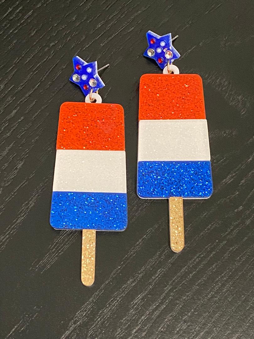 Bomb Pop Acrylic Patriotic Earrings