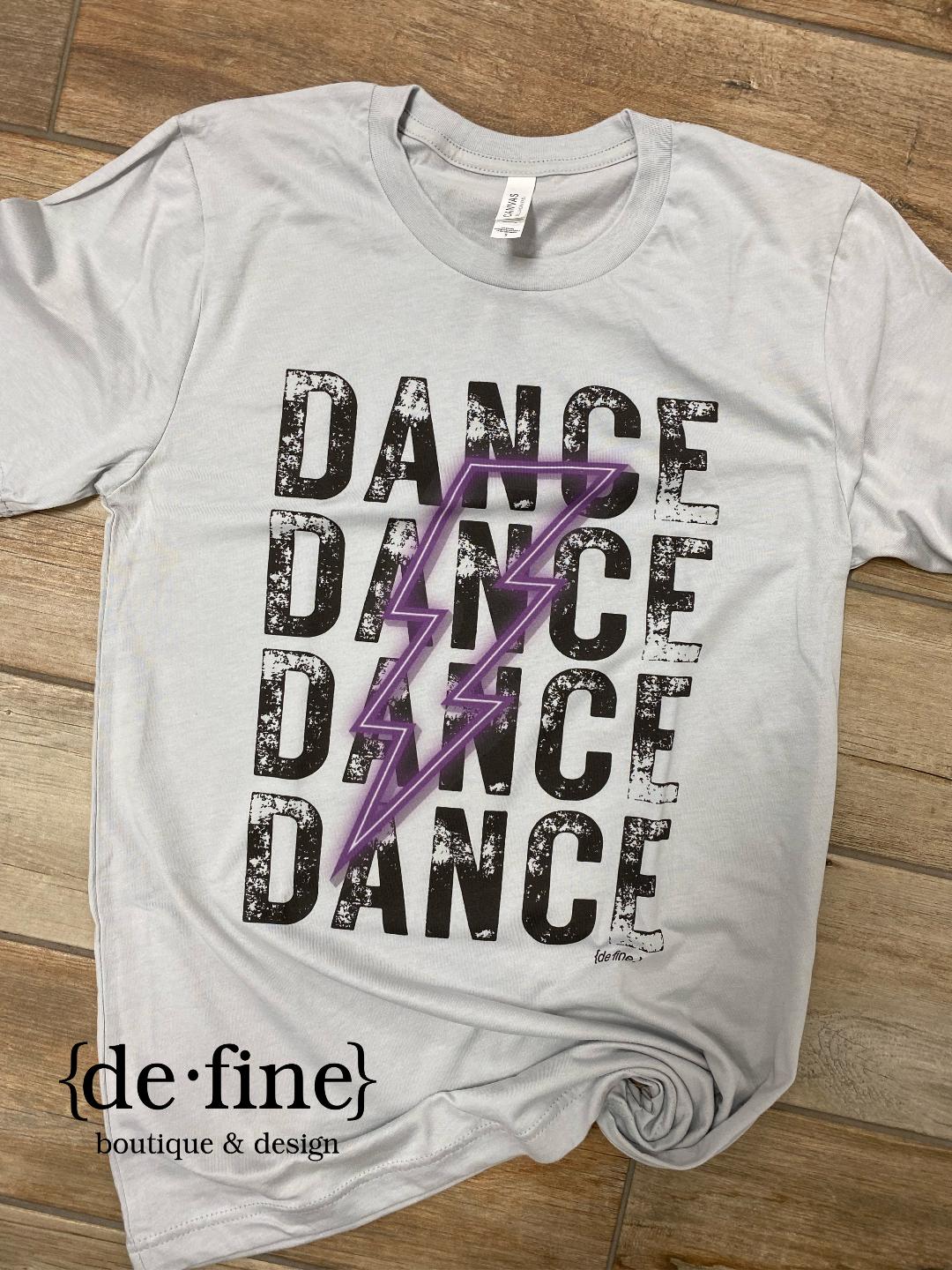 Dance Neon Pink or Purple Lightning Bolt Tee