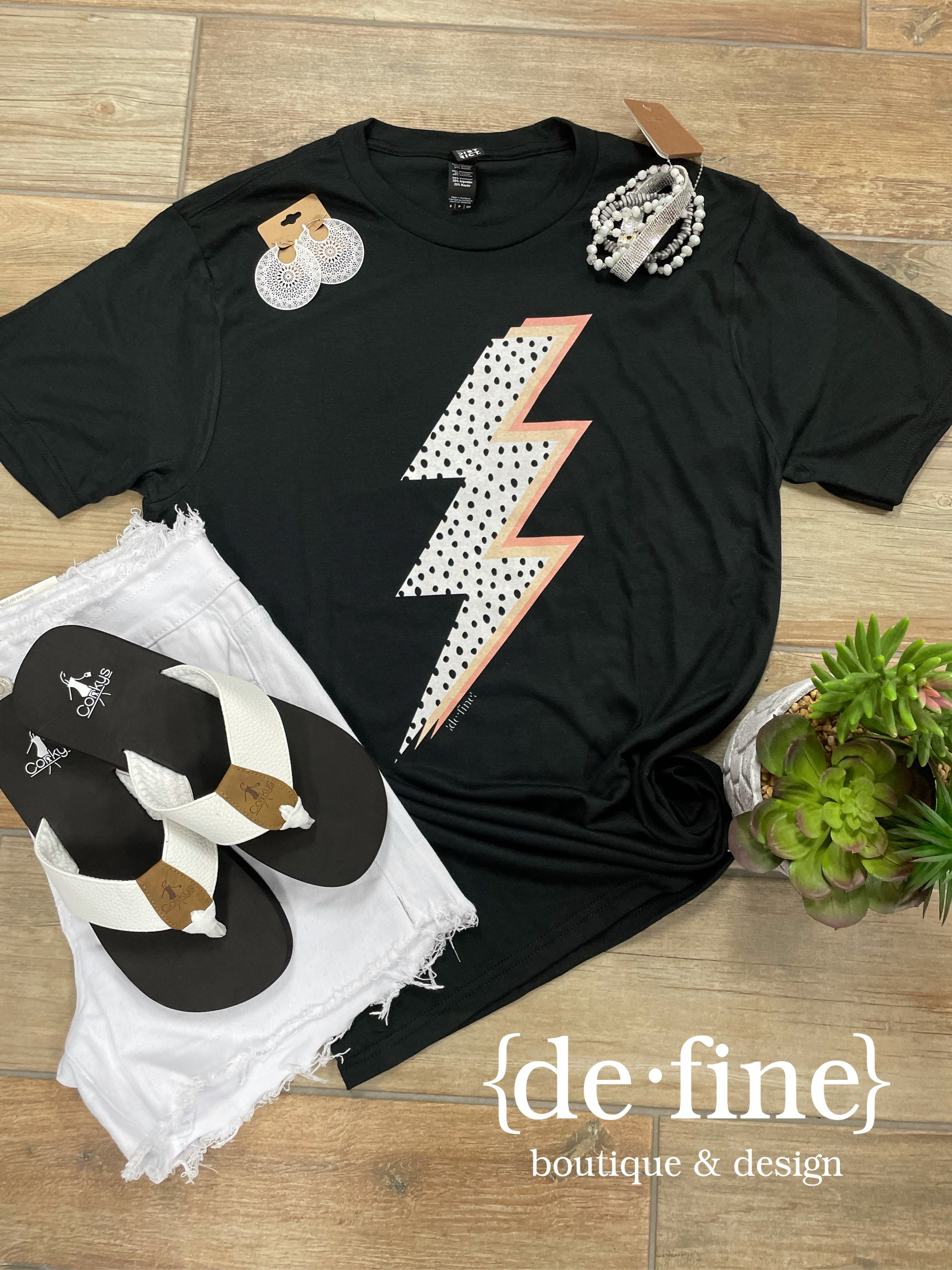 Cheetah Dot Lightning Bolt Tee in Black or Gray