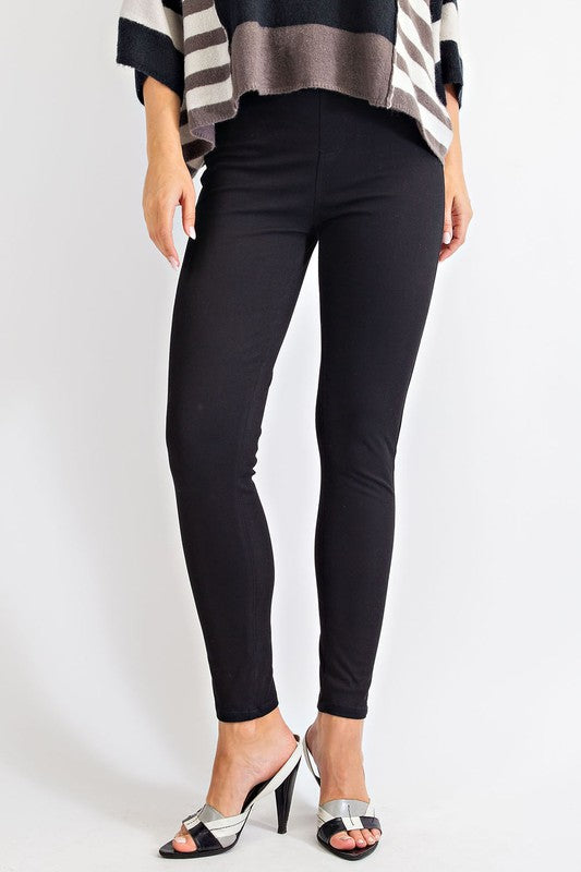 Stretch Twill Fitted Pants in Black or Wine
