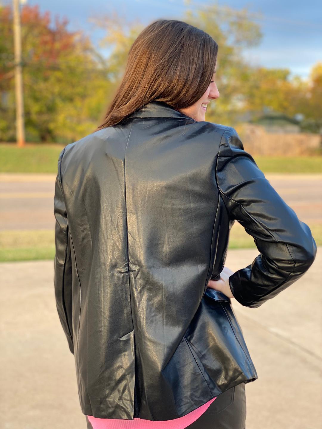 Black Leather Blazer and Shorts - Sold  Separately