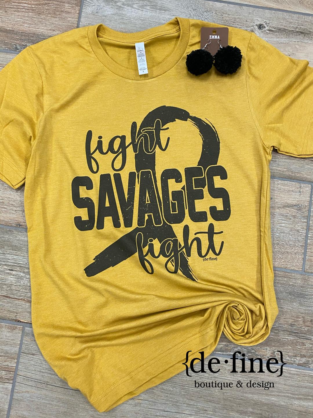 Fight Savages Fight Tee in Gold or Pink