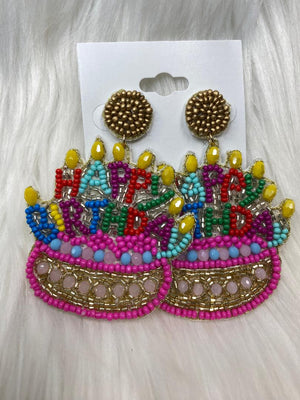 Birthday Earrings and Beaded Bags