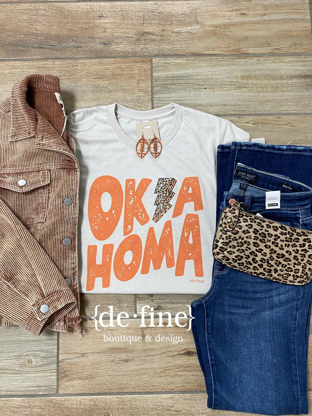 Oklahoma Leopard Lightning Bolt Tee in 3 Colors!