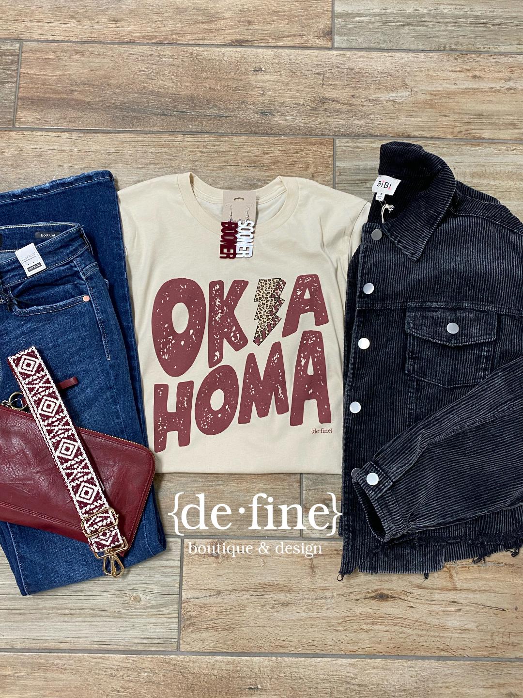 Oklahoma Leopard Lightning Bolt Tee in 3 Colors!