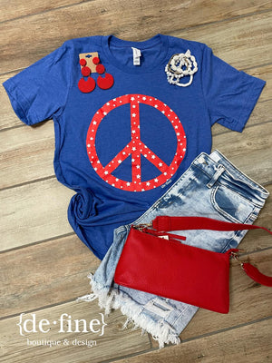 Peace Sign with Red Stars Tee or Tank
