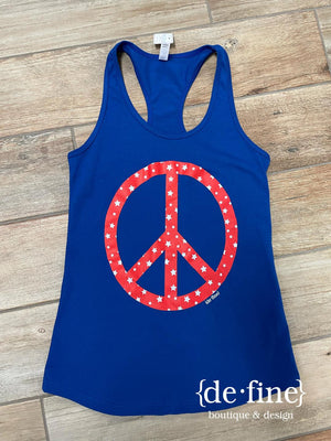 Peace Sign with Red Stars Tee or Tank