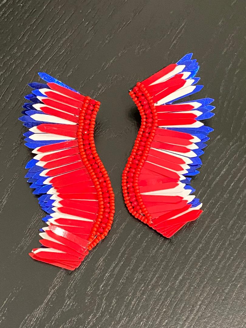 Feather Patriotic Earrings