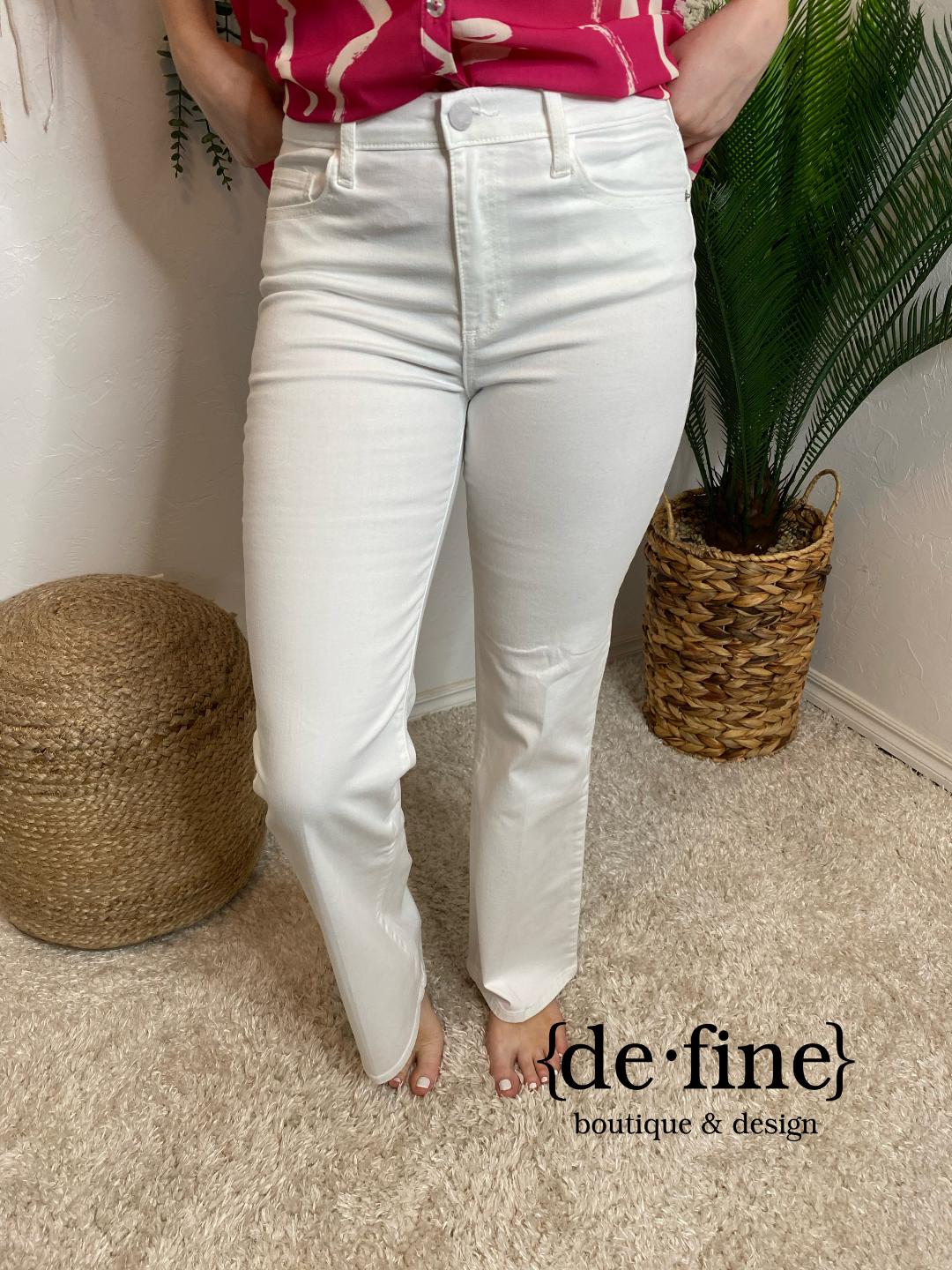 Sneak Peek Midrise Bootcut White Jeans