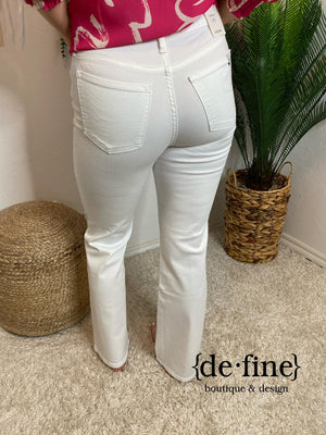 Sneak Peek Midrise Slim Bootcut White Jeans