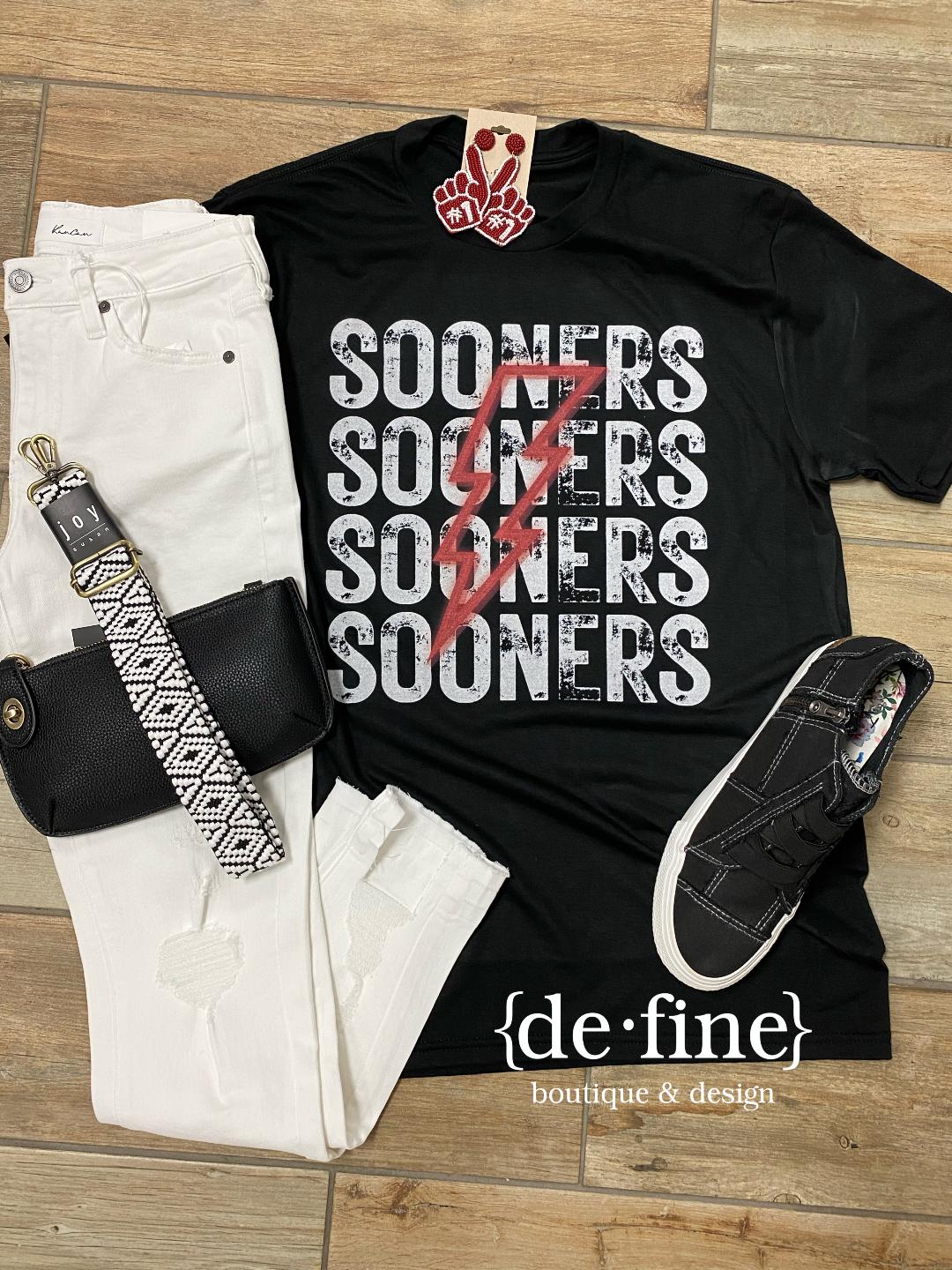 Sooners or Cowboys Neon Lightning Bolt Tees in Silver or Black