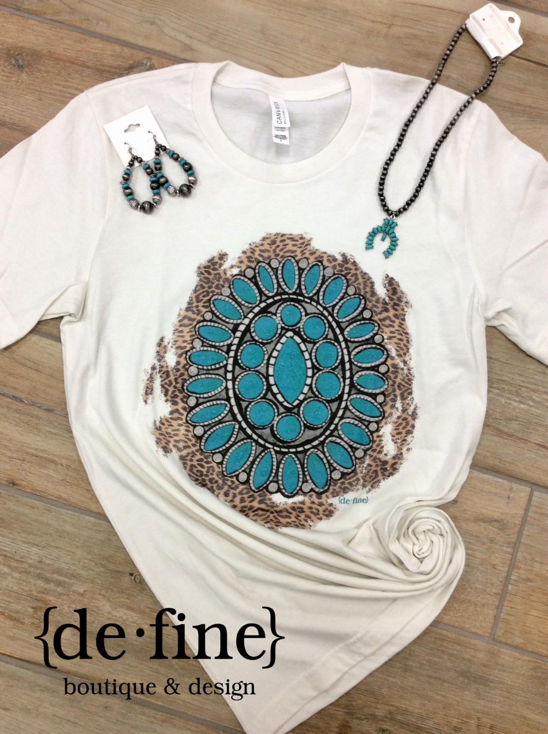 Turquoise Jewelry with Leopard Tee
