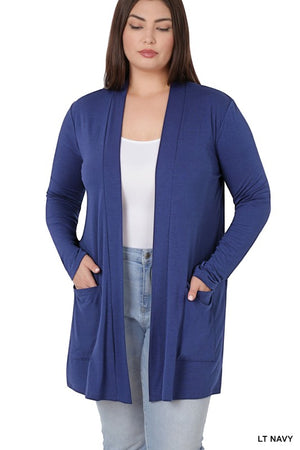 Open Cardigan with Slouchy Pockets - Lots of Colors - Size Inclusive